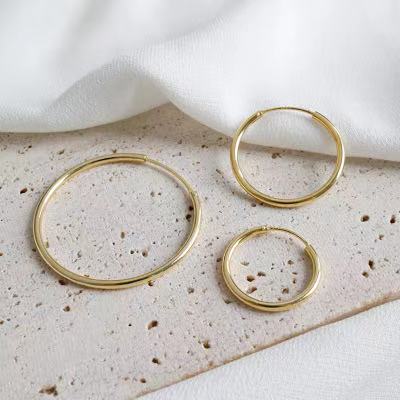 Fine jewelry earrings sterling silver hoop earrings gold plated earrings scandinavian design(图2)