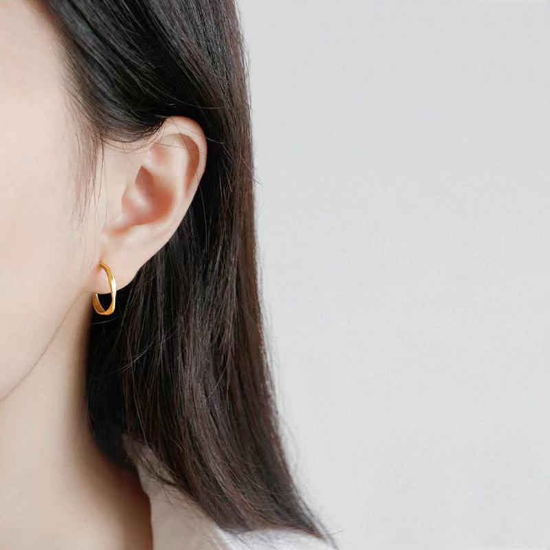 Fine jewelry earrings sterling silver hoop earrings gold plated earrings(图3)