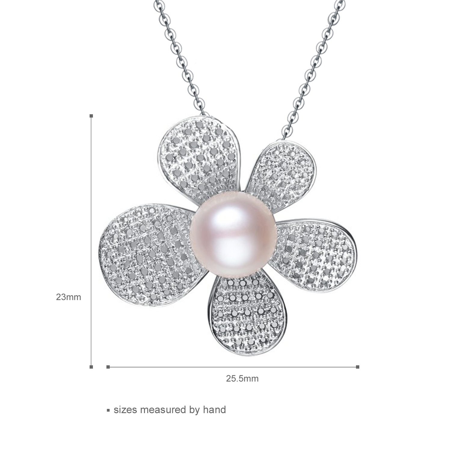 New design 925 sterling silver flower pearl necklace jewelry cubic zirconia women gift jewelry(图1)