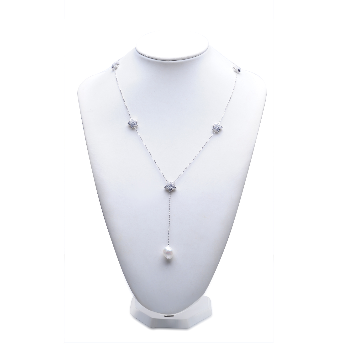 Female gift wedding 925 silver pentagram pearl necklace pendant fashion new design jewelry(图2)