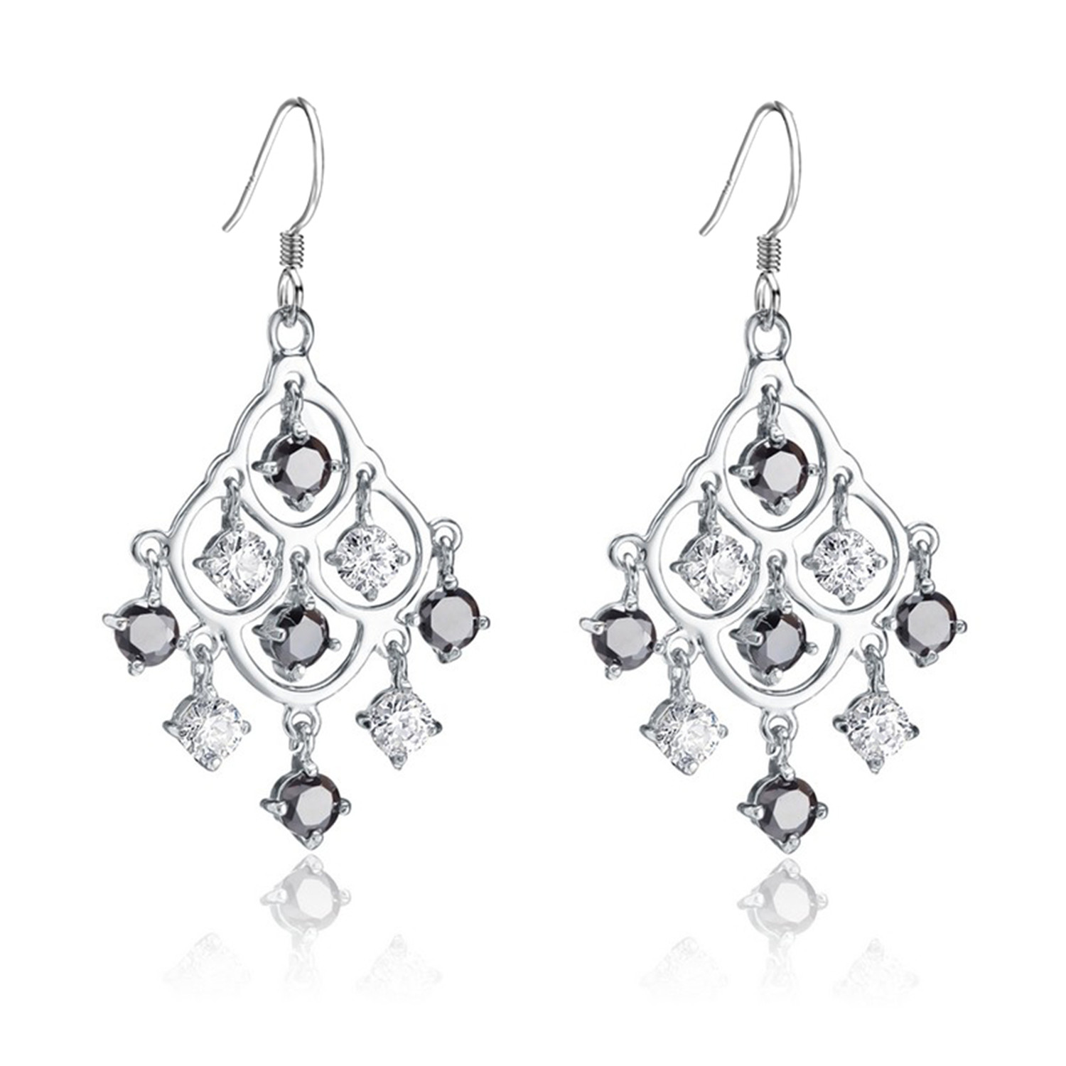 Women elegant 925 sterling silver hook earring pendant drop earrings wedding jewelry(图2)