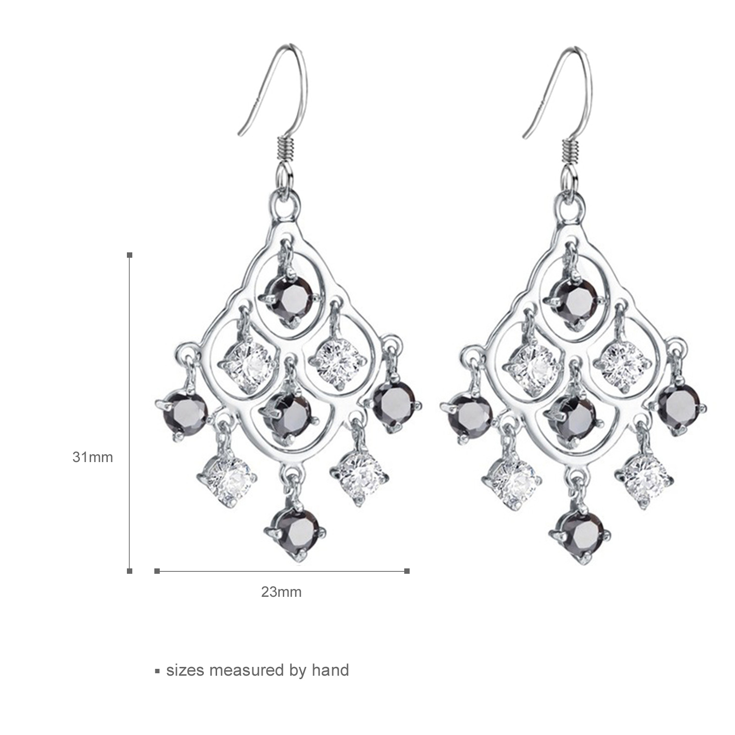 Women elegant 925 sterling silver hook earring pendant drop earrings wedding jewelry(图1)