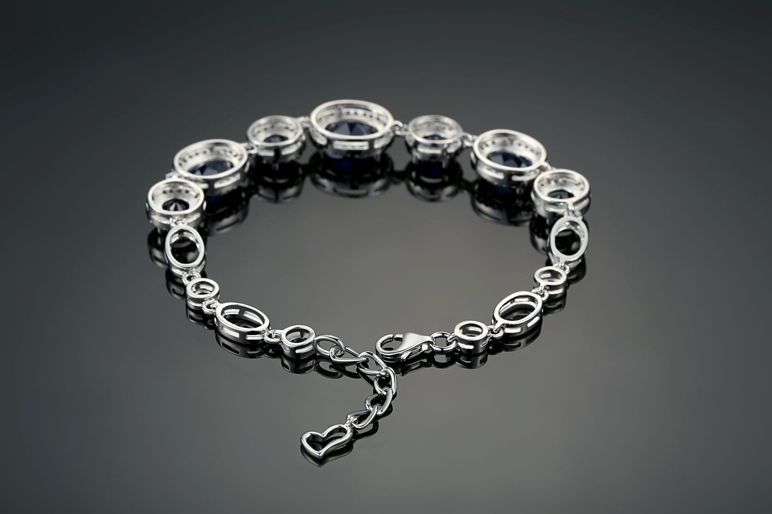 Blue CZ Stone Shiny Elegant 925 Sterling Silver High Quality Bracelet Unique Women Jewelry(图2)