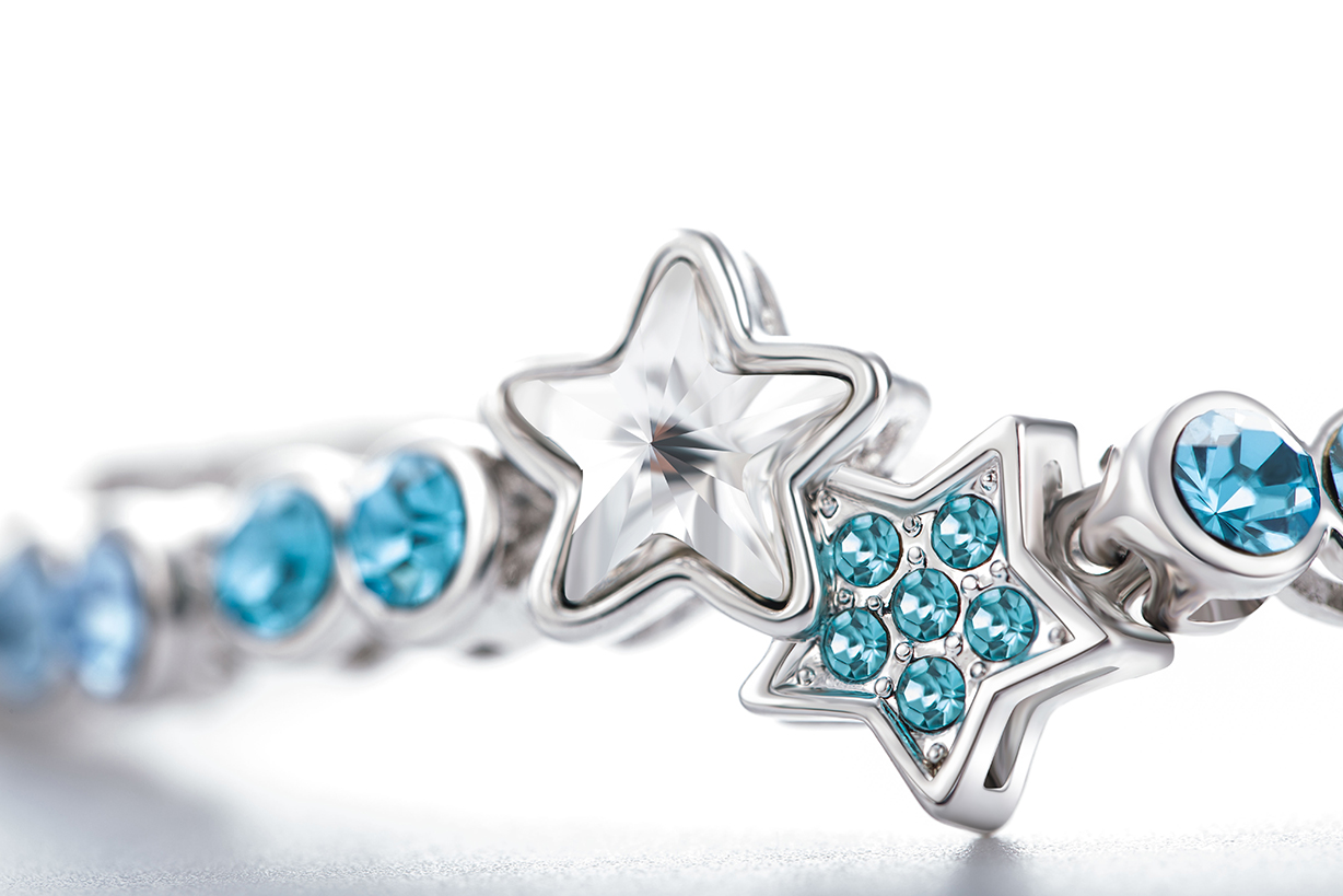 Star Pentagram Blue cz Stone 925 Sterling Silver Custom Bracelets Bangles Women Jewelry(图2)