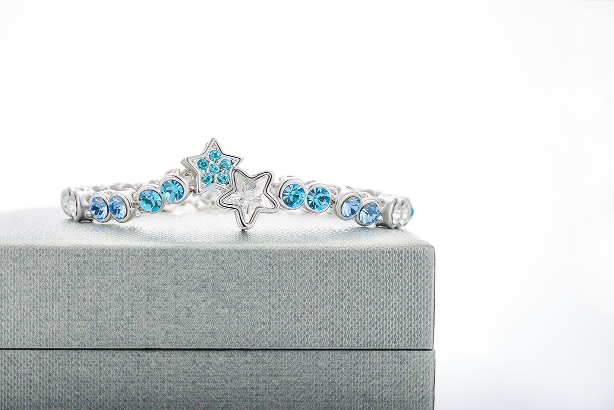 Star Pentagram Blue cz Stone 925 Sterling Silver Custom Bracelets Bangles Women Jewelry(图1)