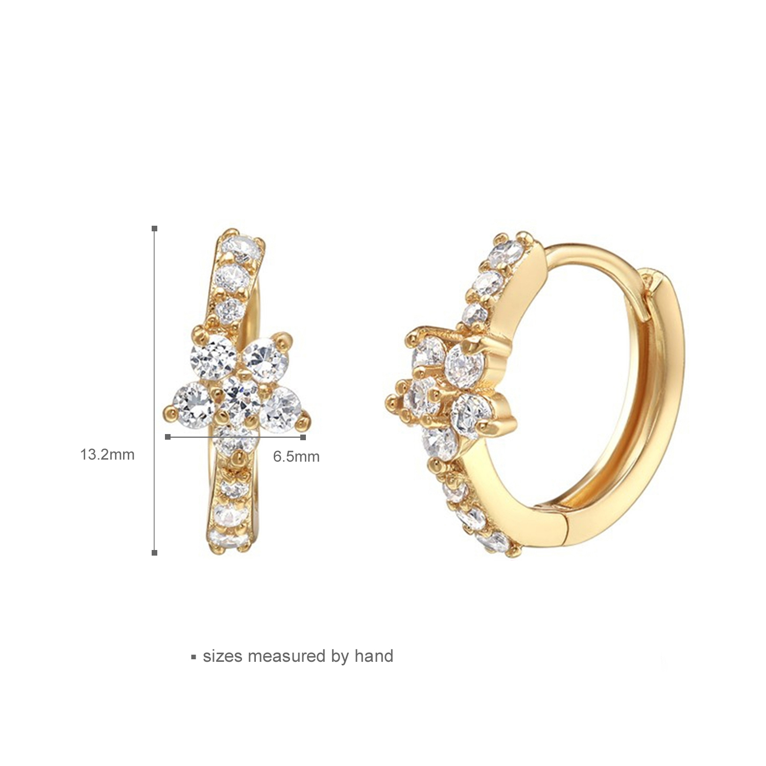 OEM/ODM Cubic Zirconia Women Jewelry Wedding 925 Gold Plated Hoop Earrings(图1)