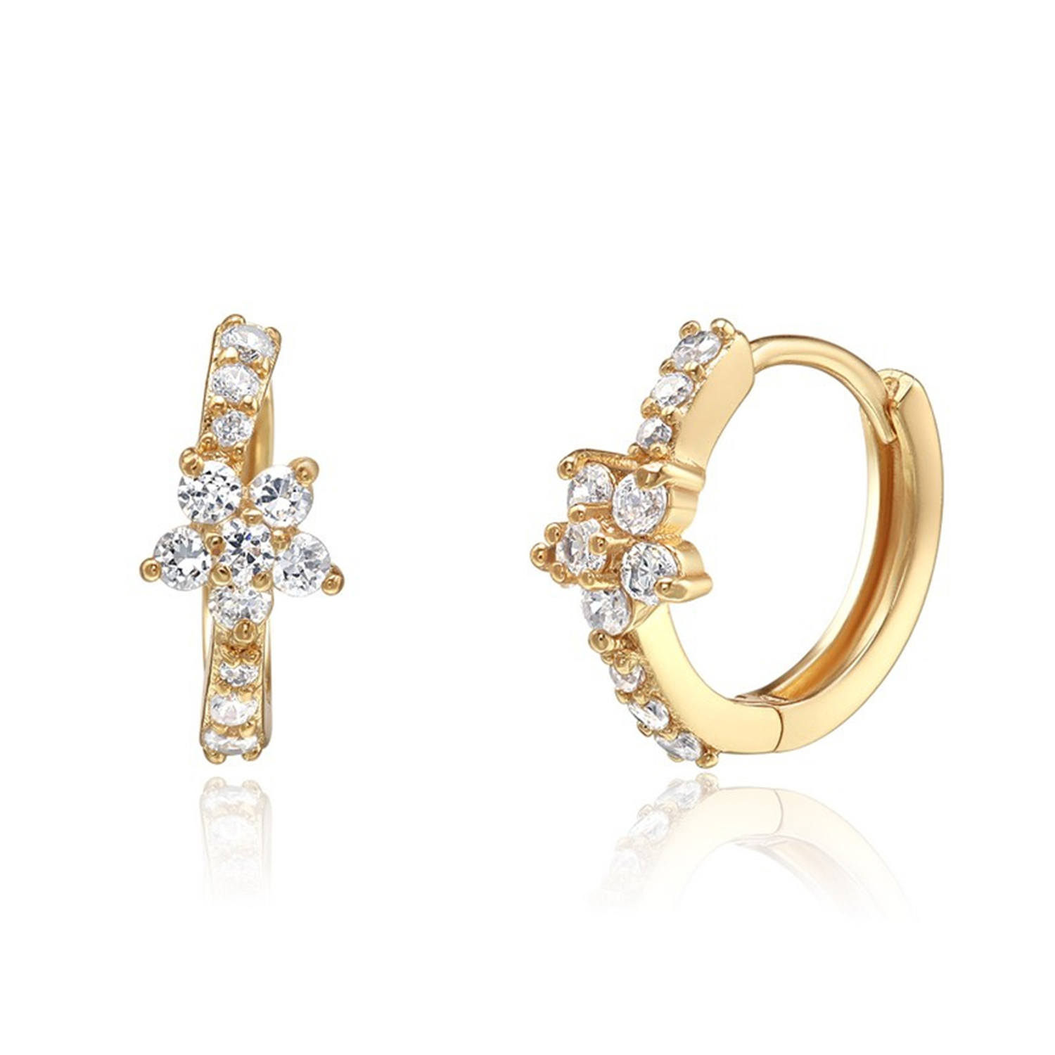OEM/ODM Cubic Zirconia Women Jewelry Wedding 925 Gold Plated Hoop Earrings(图2)