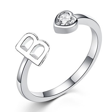 Adjustable 925 Sterling Silver Rings Rhodium plated Initials and Letters Rings Unisex(图1)