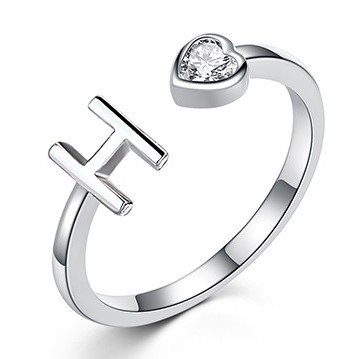 OEM&ODM Fashion Adjustable Rings For Women 925 Letters Ring Rhodium Plated(图1)