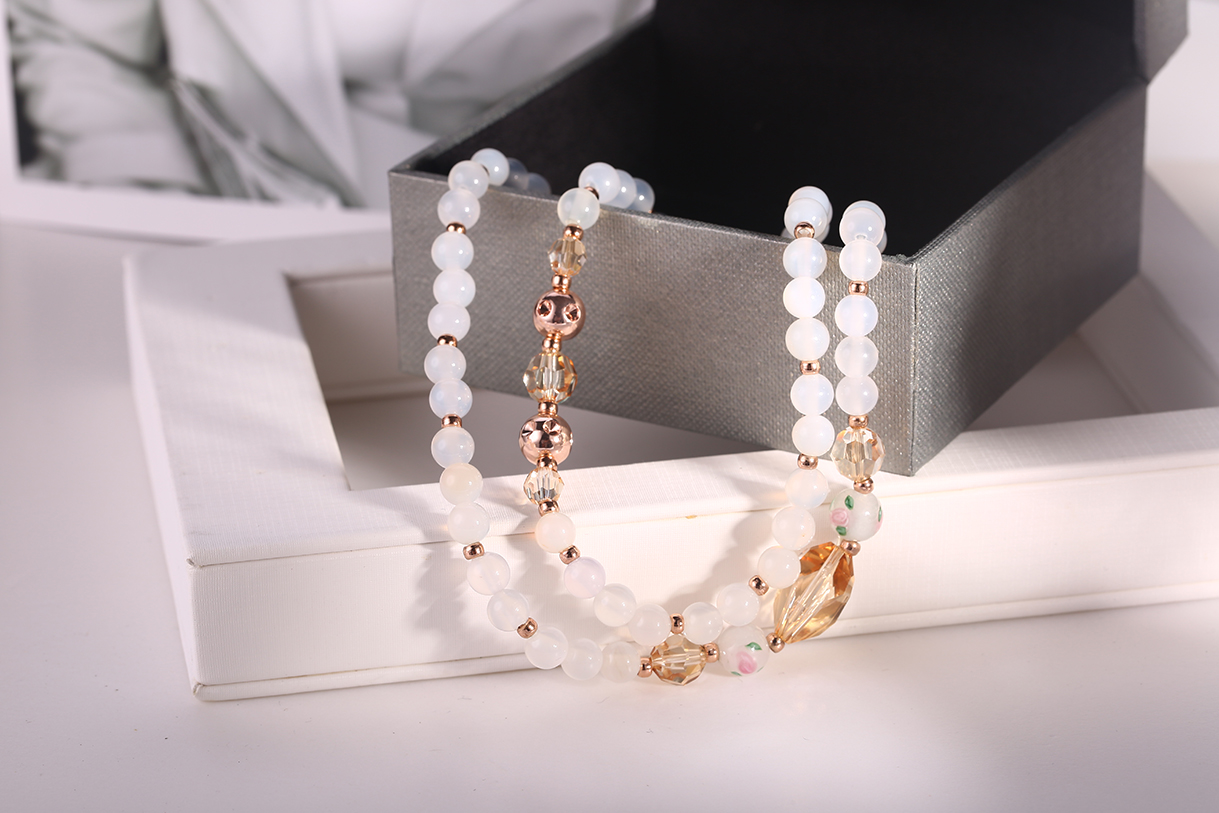 Stone Jewelry White Lady Glass Quality Beads Bracelets High Quality Stone Jewelry Factory Women (图1)