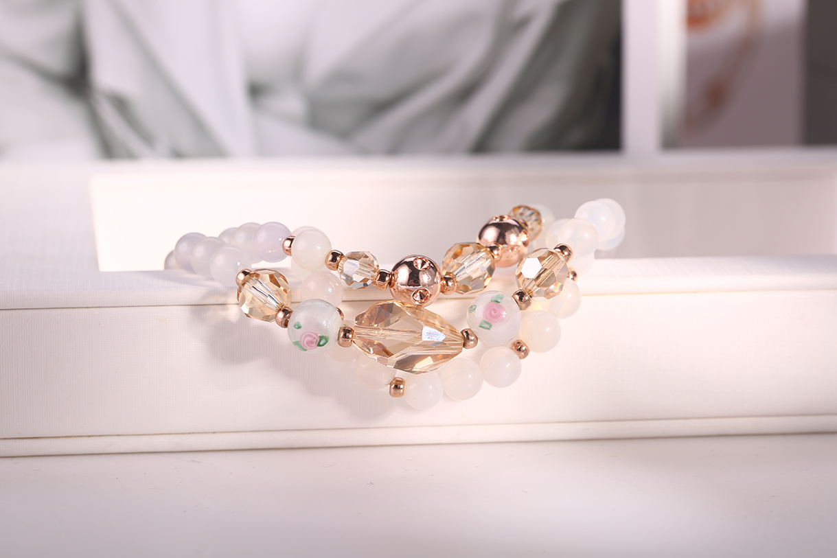 Stone Jewelry White Lady Glass Quality Beads Bracelets High Quality Stone Jewelry Factory Women (图2)
