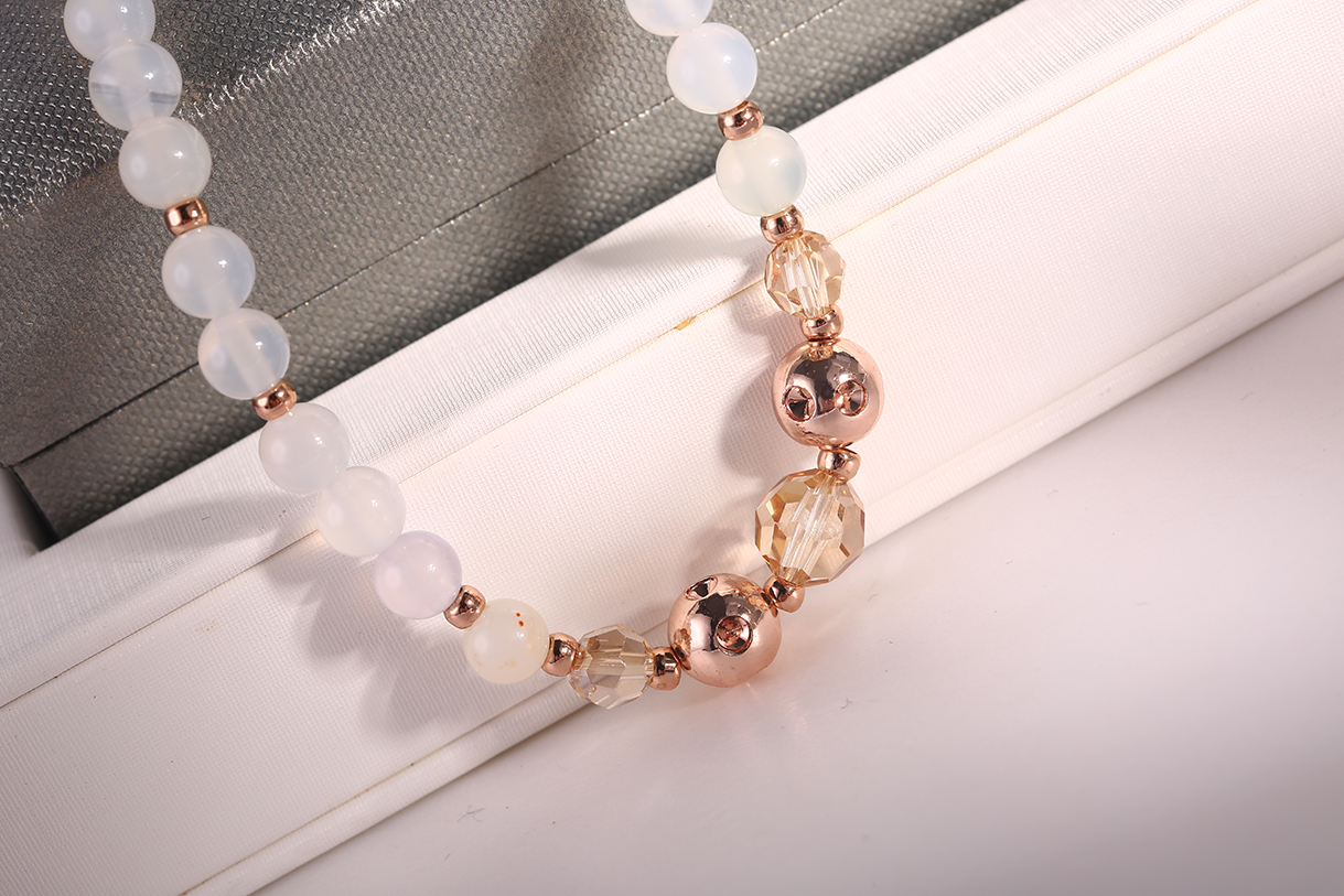 Stone Jewelry White Lady Glass Quality Beads Bracelets High Quality Stone Jewelry Factory Women (图4)
