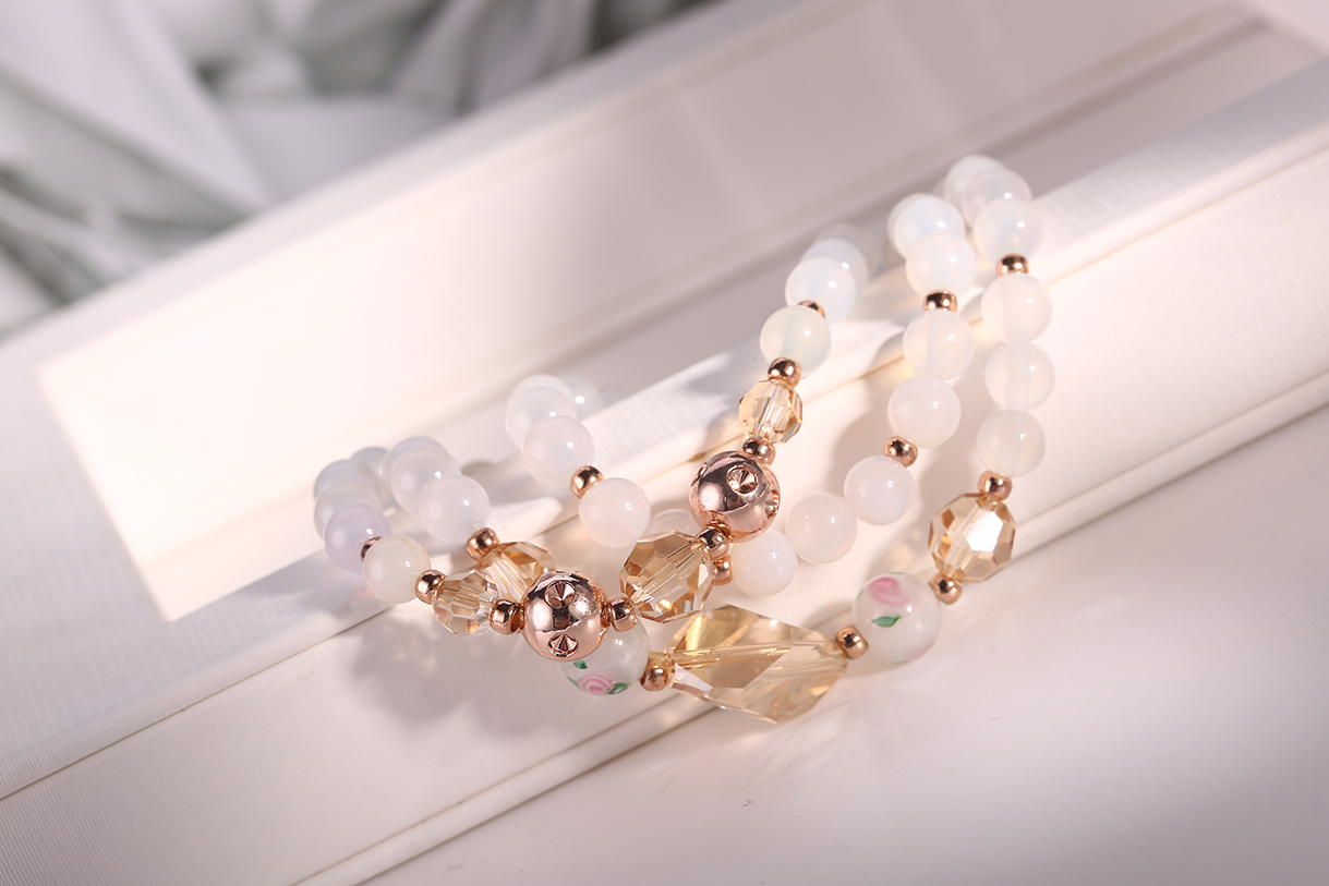 Stone Jewelry White Lady Glass Quality Beads Bracelets High Quality Stone Jewelry Factory Women (图3)