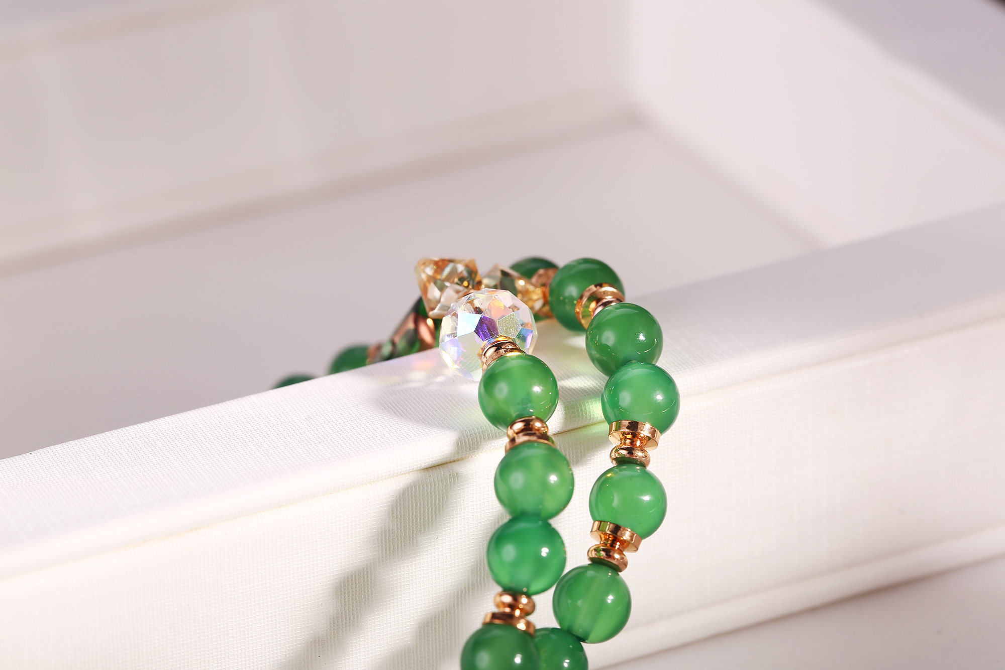 Green Glass Quality Beads Bracelets Women Jewelry Present Gift Wholesale Factory Beads Bracelets(图2)