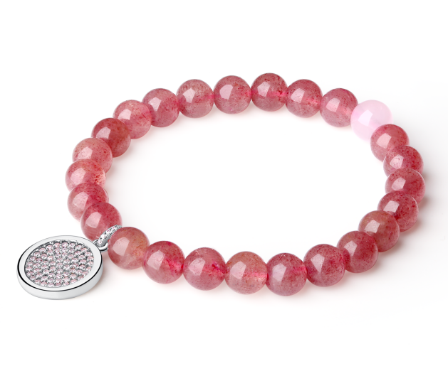 Starwberry Red Beads Pink CZ Pendant Bracelet For Women Girls Jewelry Braclets Beaded Braclets(图1)