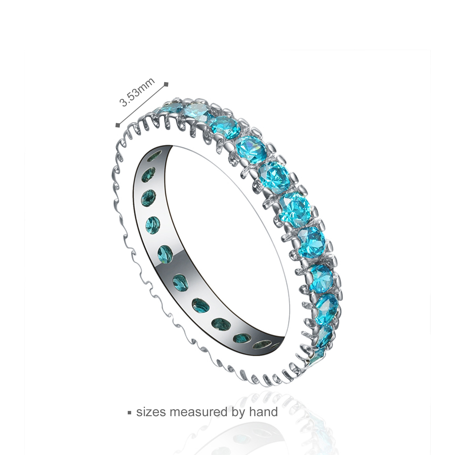 Wholesale jewelry 925 sterling silver eternity ring wedding blue cubic zirconia rings(图1)