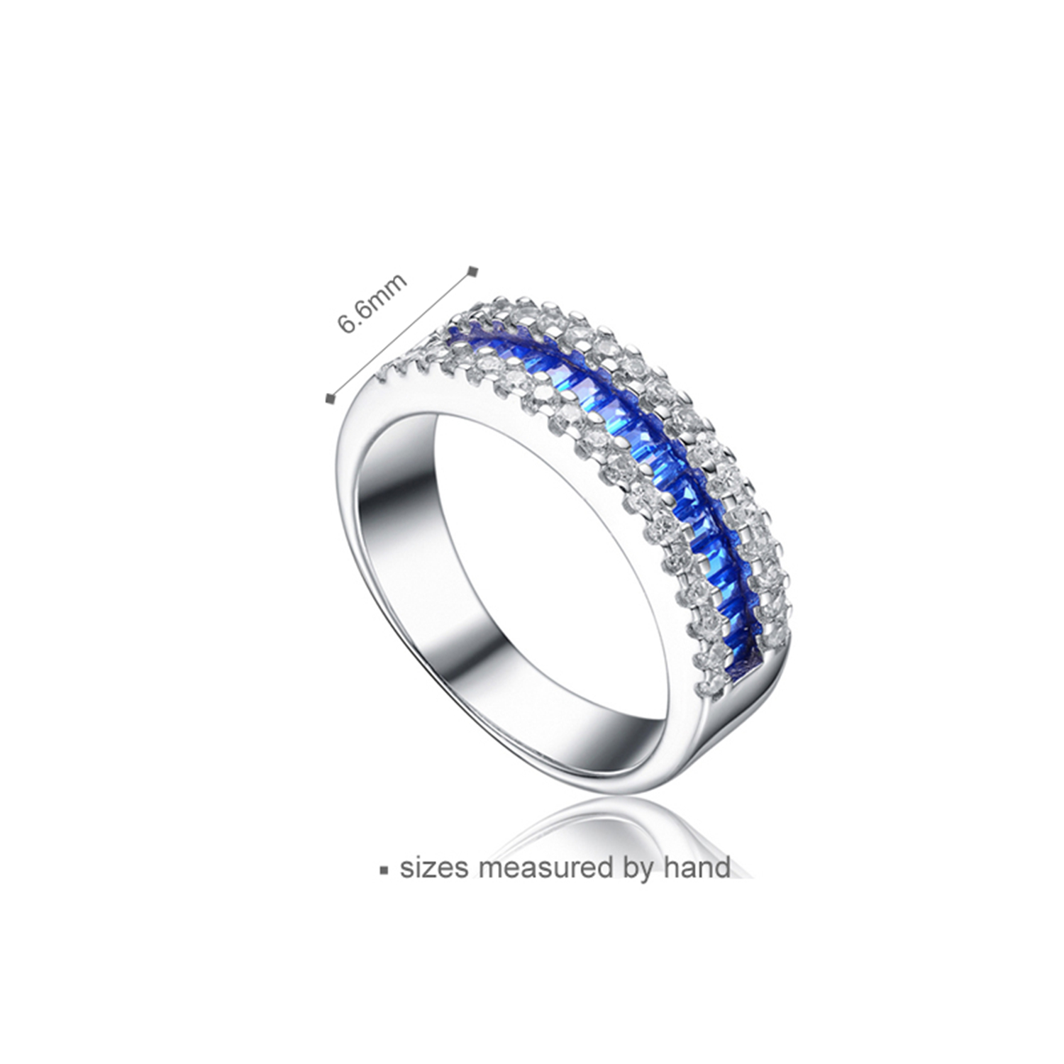 Jewelry Manufacturer Sterling Silver Rings Blue Cubic Zirconia Stackable Eternity Bands for Women(图2)