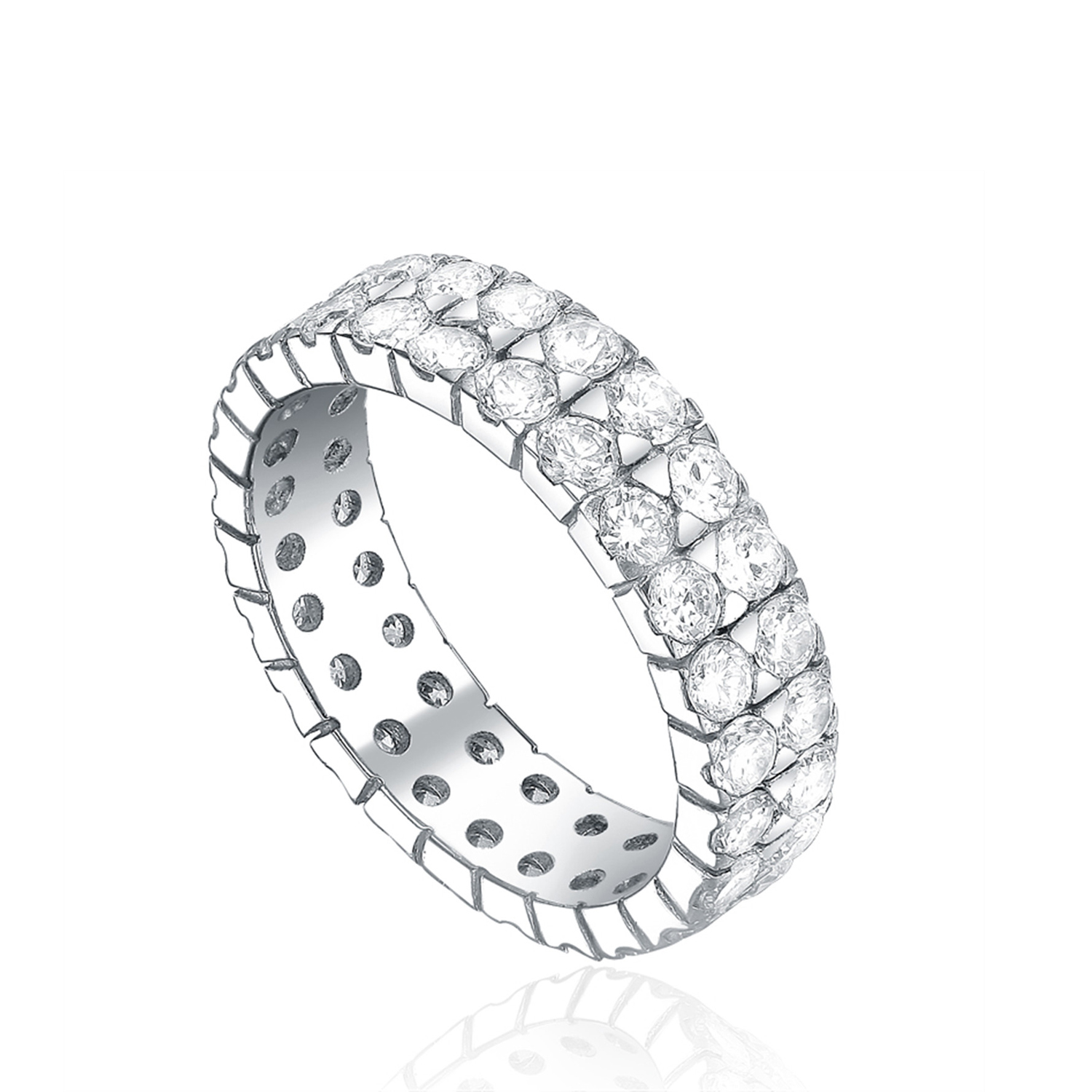 Jewelry Factory Women Eternity Ring Rhodium Plated Cubic Zirconia Engagement Rings(图2)