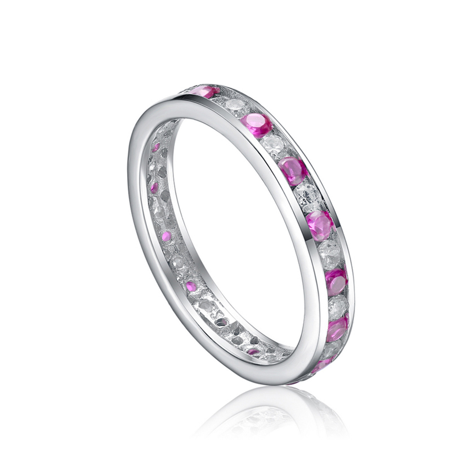 Sterling silver ring eternity wedding engagement finger ring design for women(图1)