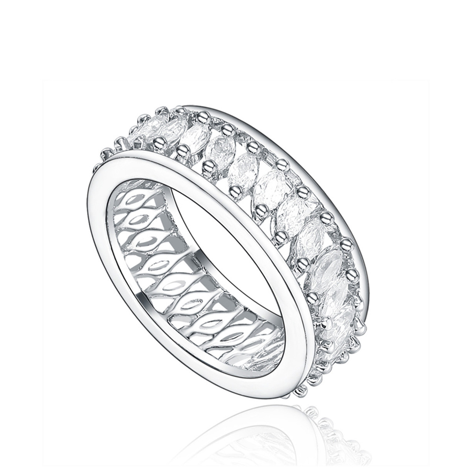 Eternity Wedding Rings 925 Sterling Silver Women Jewelry CZ Unique Rings(图2)
