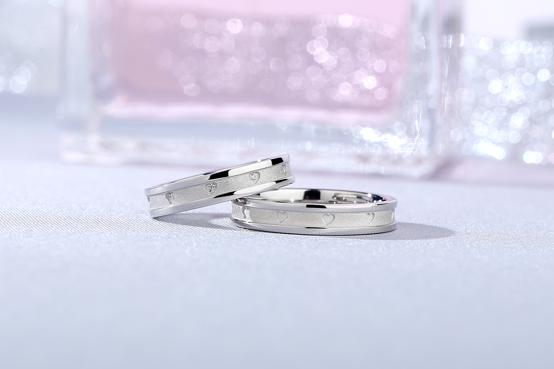 Ring Set Sterling Silver Wedding His Engagement Her Band Rings Set with Cubic Zirconia (图1)