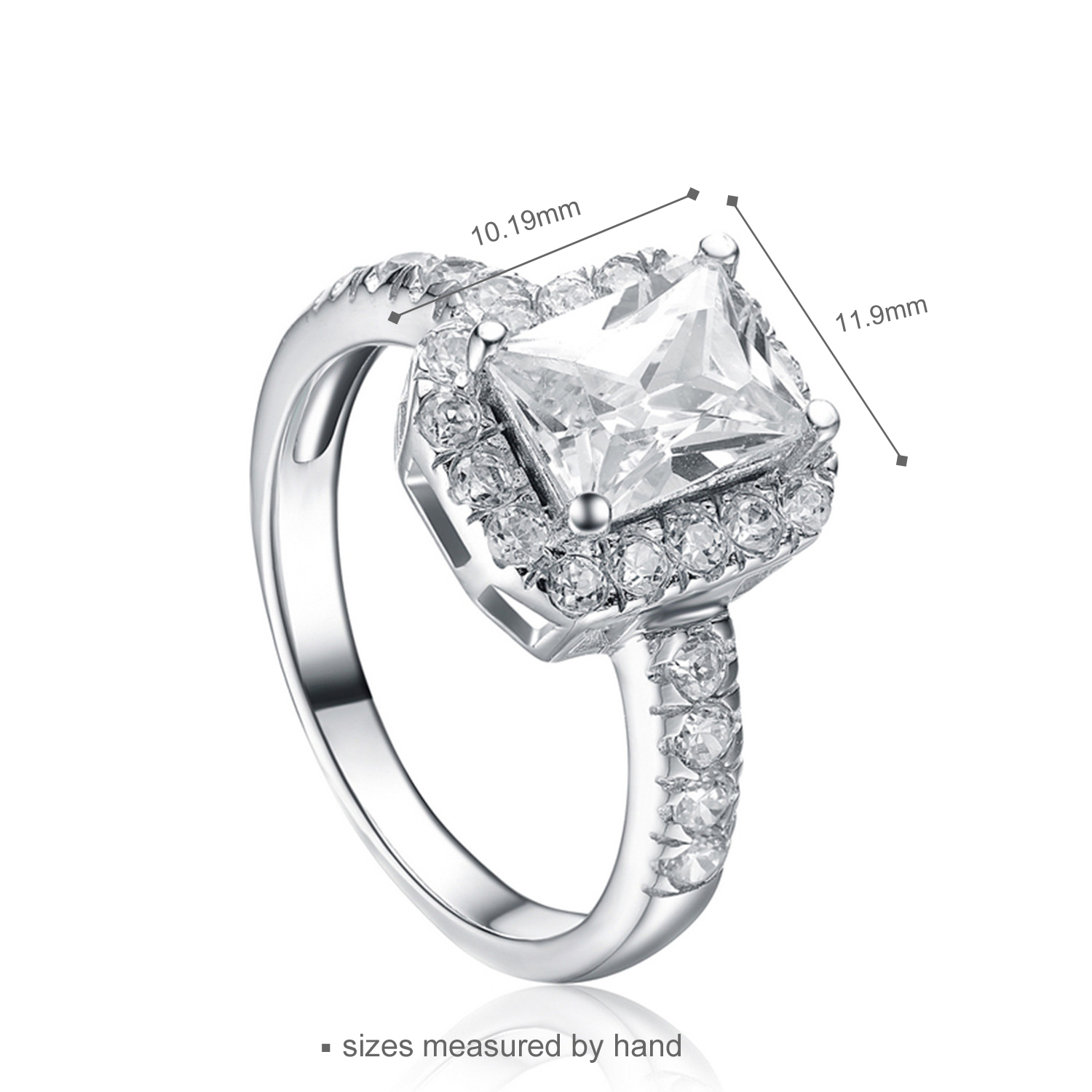 wedding engagement jewelry 925 sterling silver white gold square cubic zirconia ring(图2)