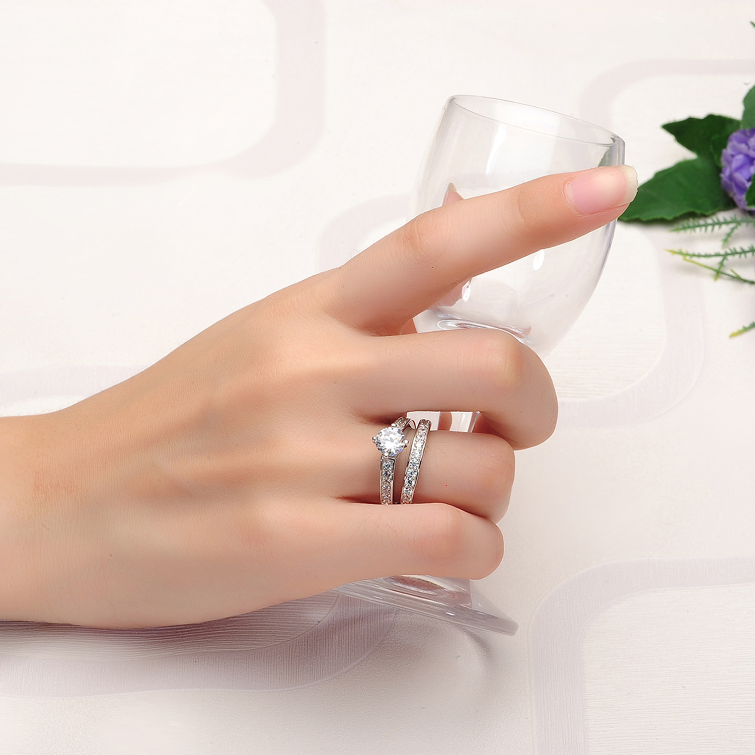 Wedding Engagement Rings Eternity Silver Finger Design 925 Sterling Silver Ring(图5)