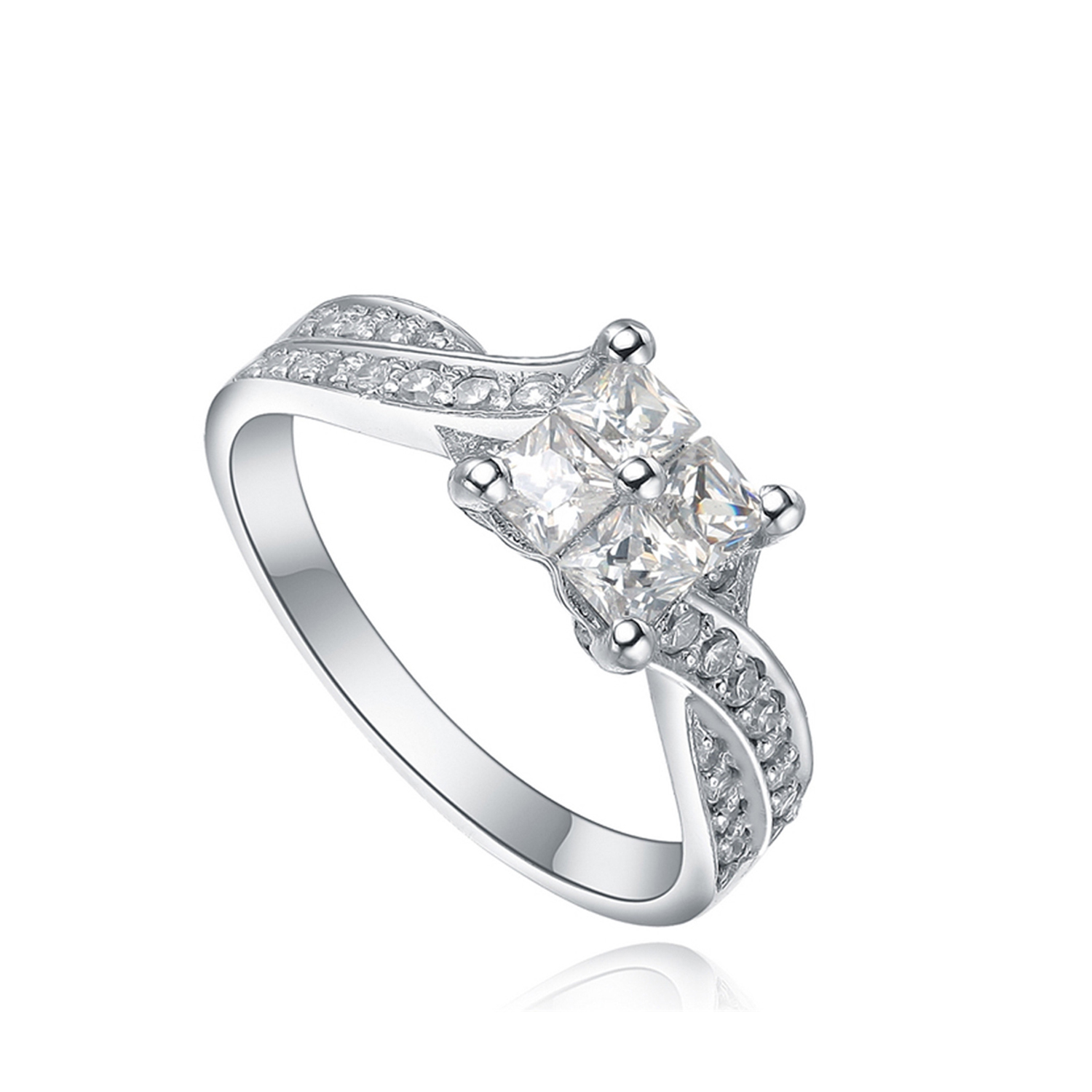  custom eternity wedding engagement silver finger ring square design for women(图1)