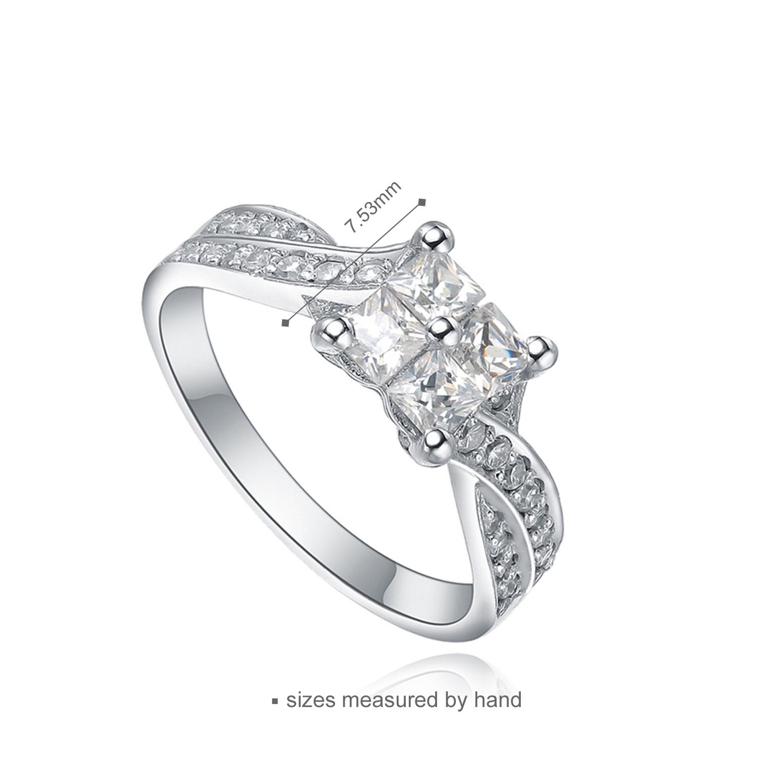  custom eternity wedding engagement silver finger ring square design for women(图2)