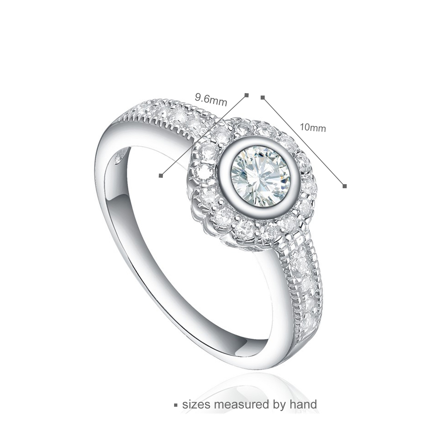 Round CZ Jewelry 925 Sterling Silver Wedding Engagement Ring(图2)