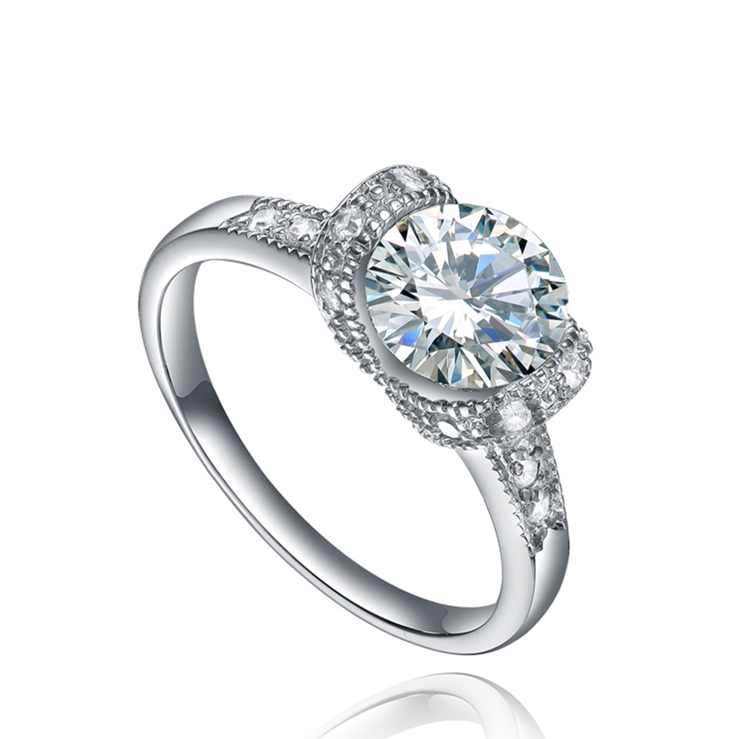 Shiny Wedding Engagement Rings 925 Sterling Silver Cubic Zirconia Elegant Custom All Size Rings(图2)