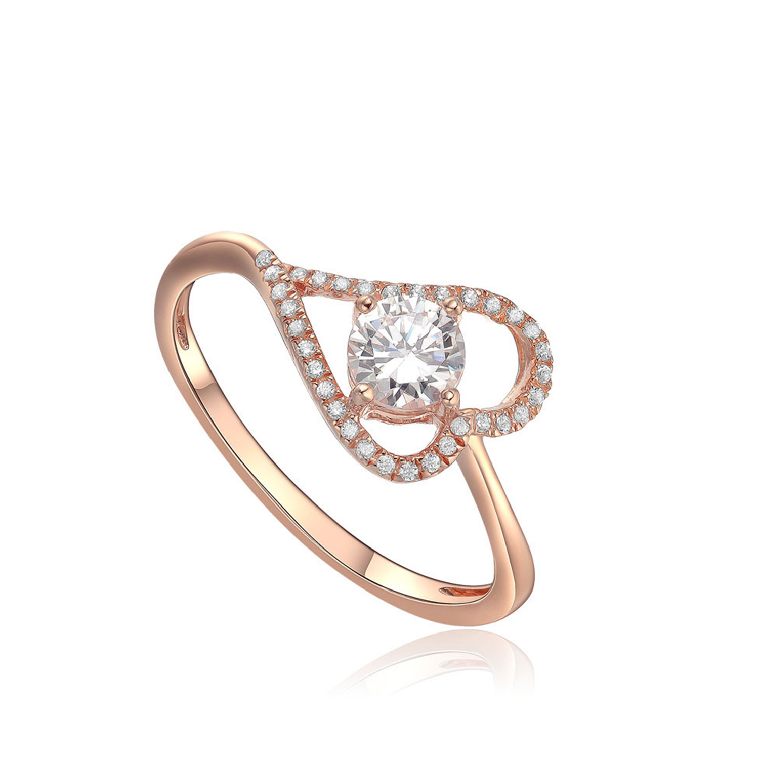 Simple Elegant Rose Gold Plated Cubic Zirconia Heart Shape Women Jewelry(图3)