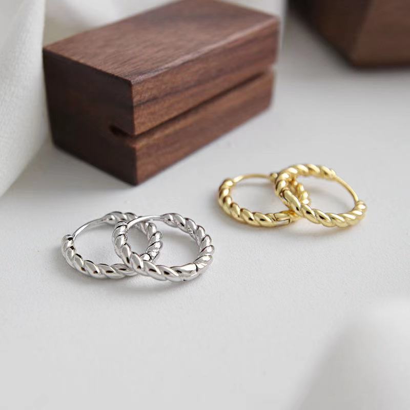 Factory Jewelry earrings sterling silver gold rhodium plated hoop earrings women(图1)