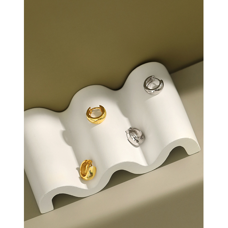  Gold Silver Hoops huggies Hoop earrings 925 sterling silver earrings jewelry sets for women girl(图4)