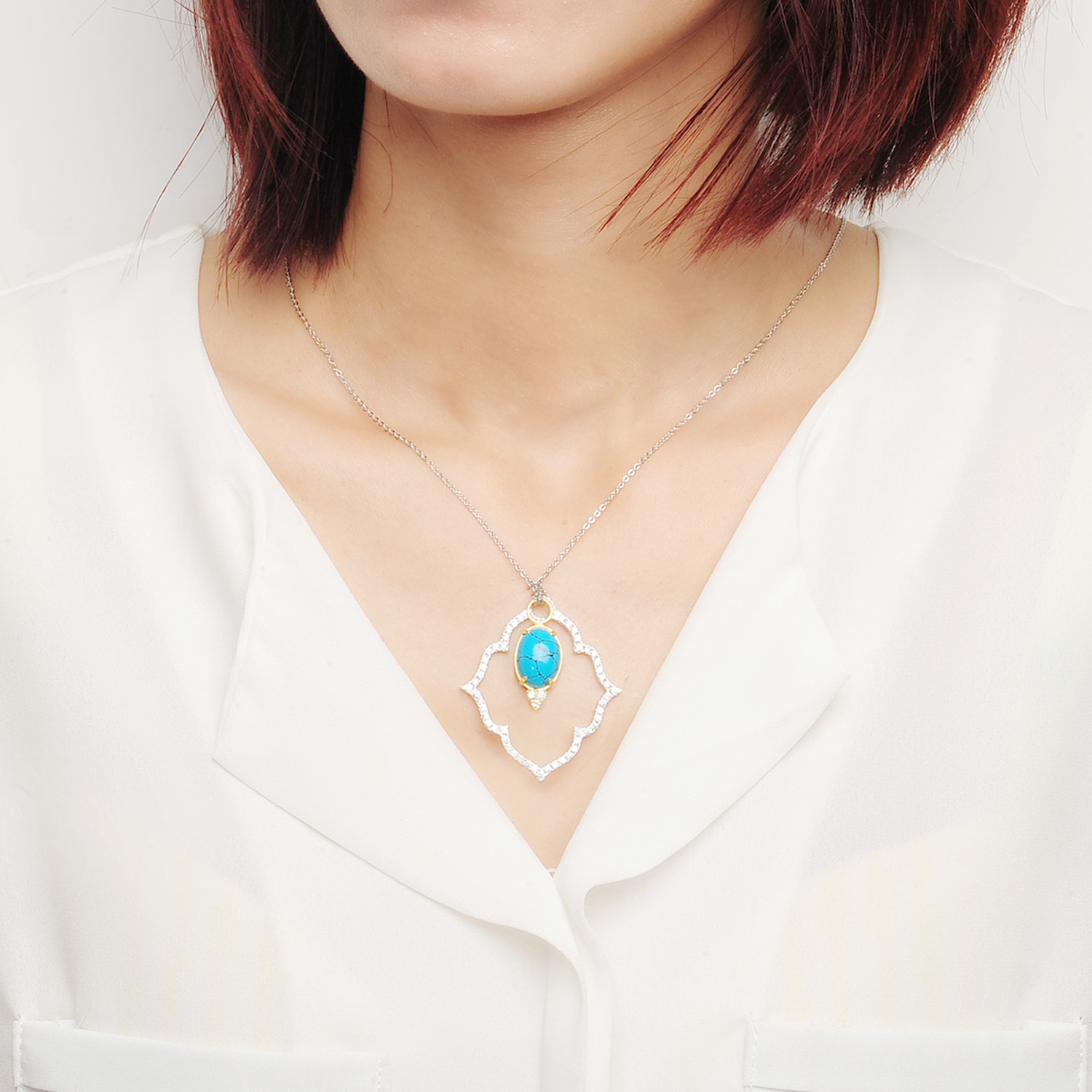 Luxurious Copper Jewelry Set Turquoise Stone Jewelry For Women Party(图1)