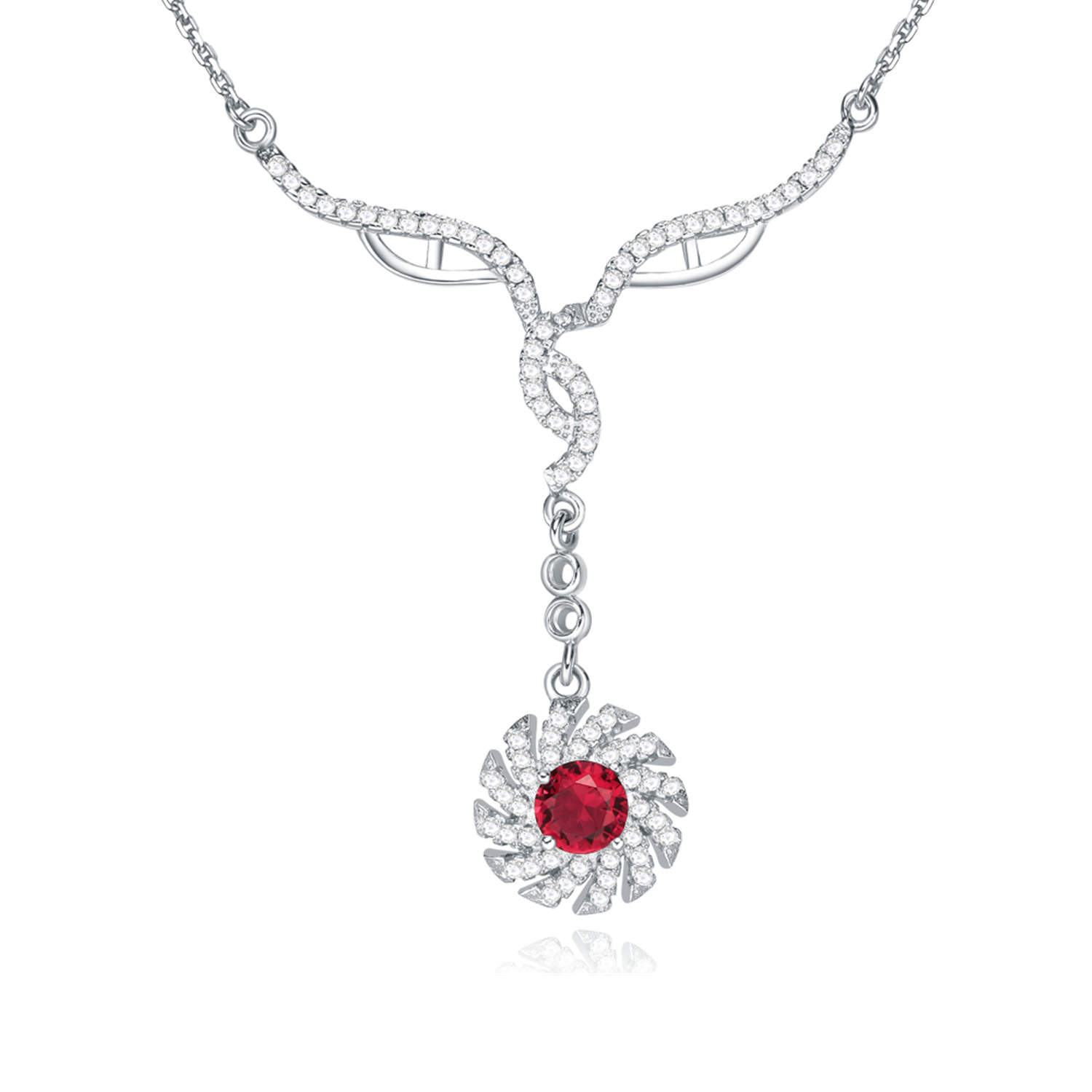 Classic Popular Red Cubic Zirconia Bridesmaid Wedding 925 Sterling Sier Jewelry Set(图4)