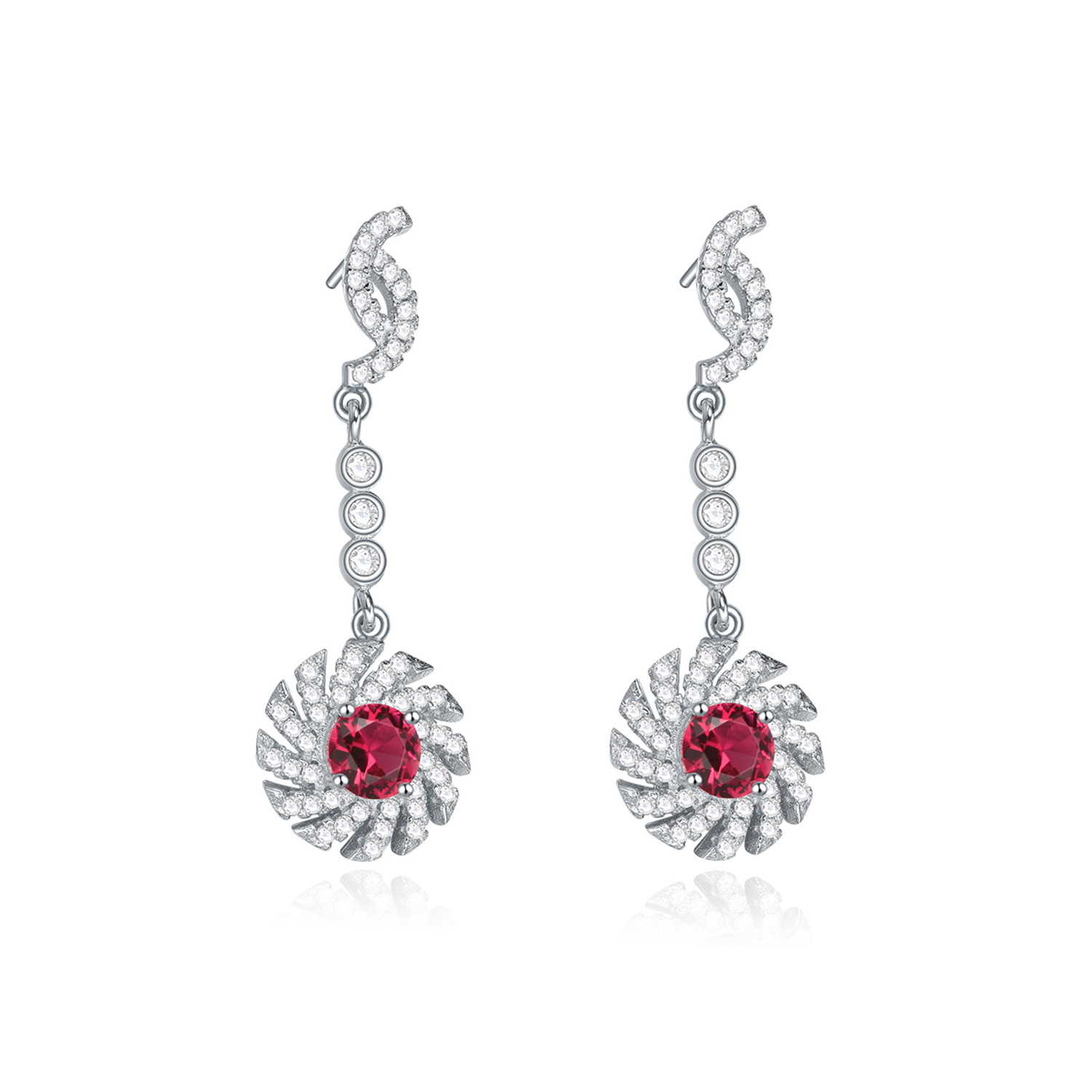 Classic Popular Red Cubic Zirconia Bridesmaid Wedding 925 Sterling Sier Jewelry Set(图7)