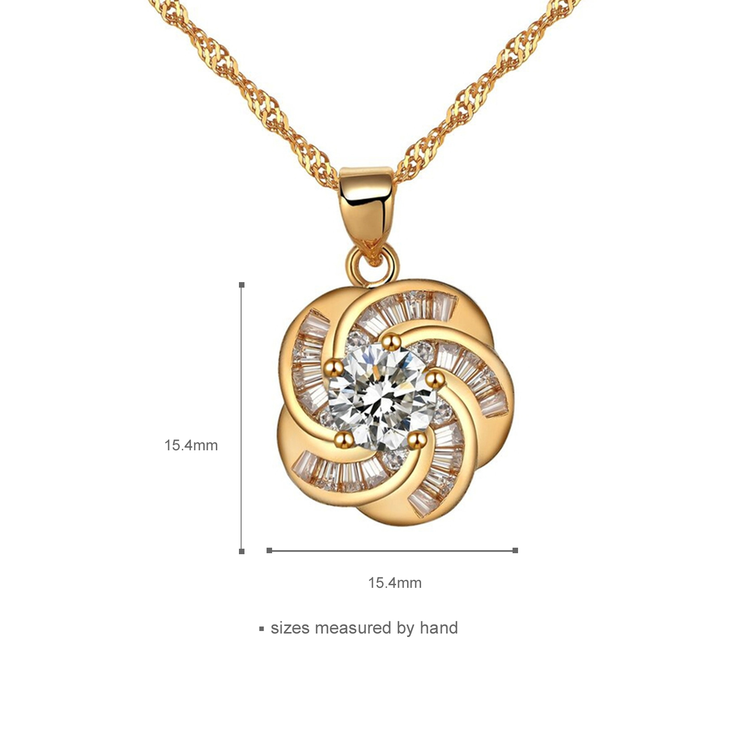 Cubic Zirconia 18k Gold Plated Dainty Stud Earring Necklace Women Gold Plated Jewelry Sets(图6)