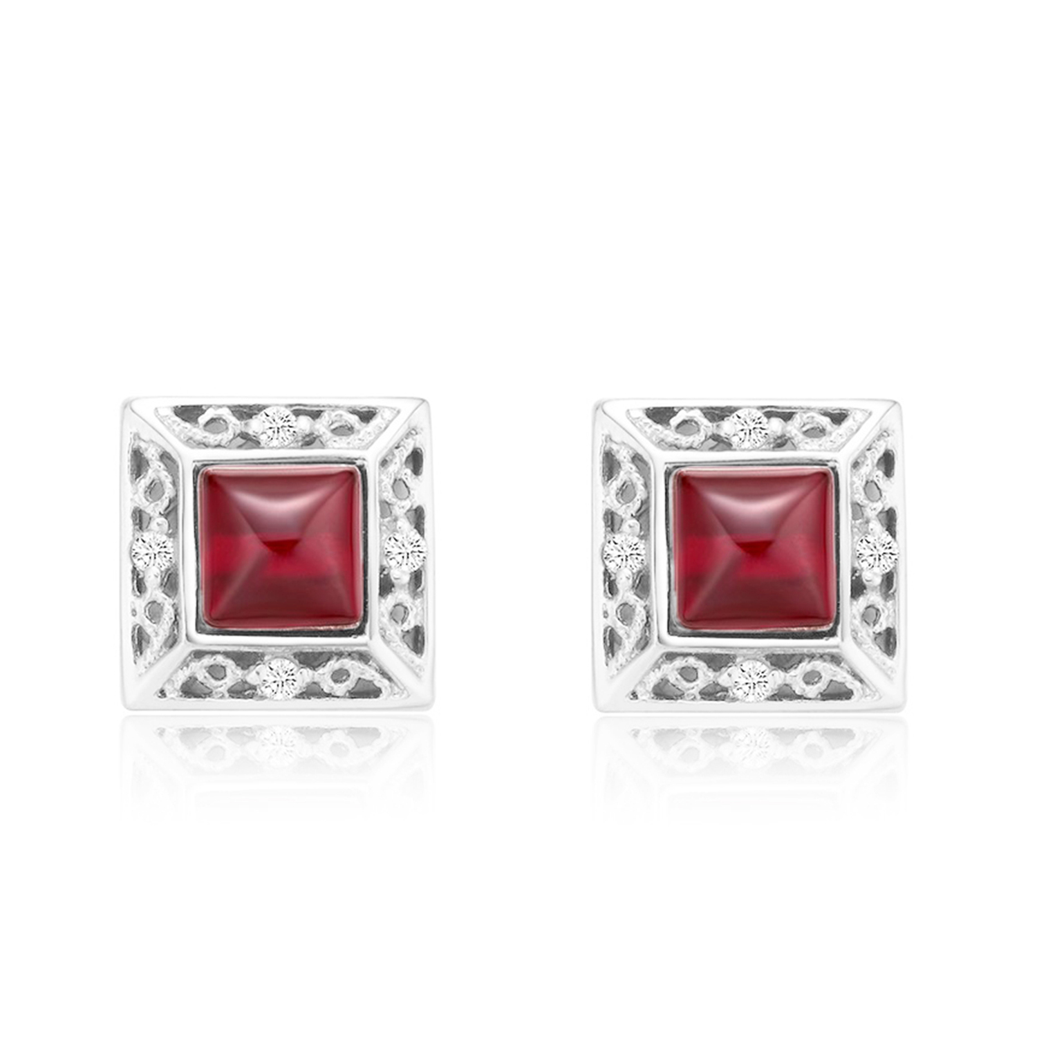 Fashion Women Earring Jewelry 925 Sterling Silver Square Stud Earrings(图1)