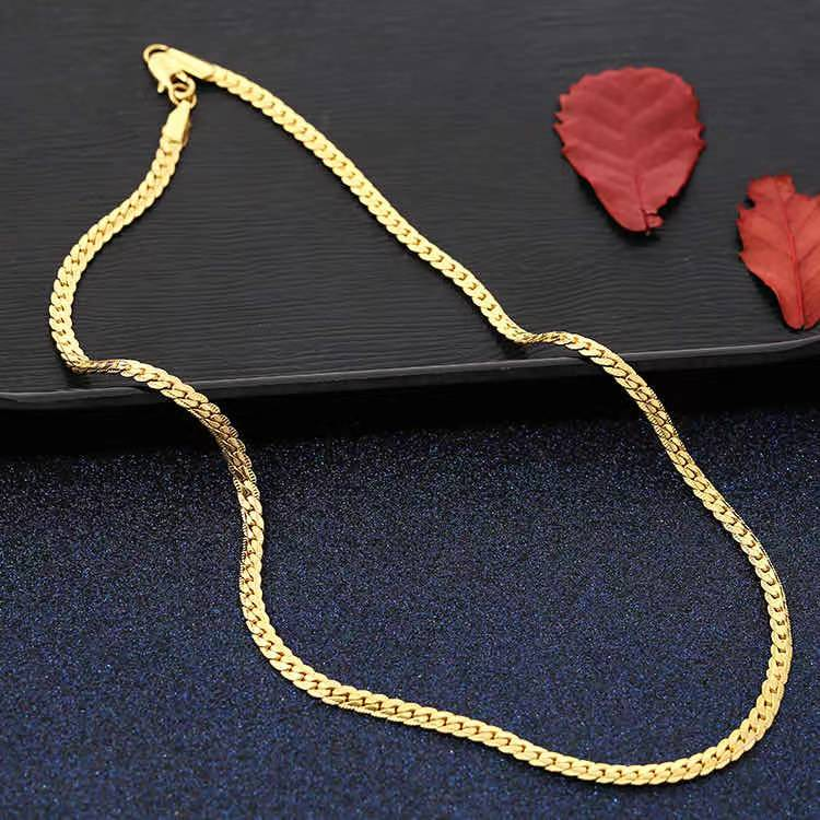 High fashion necklace wholesale jewelry brass rhodium 18k gold plated chain men chain necklace