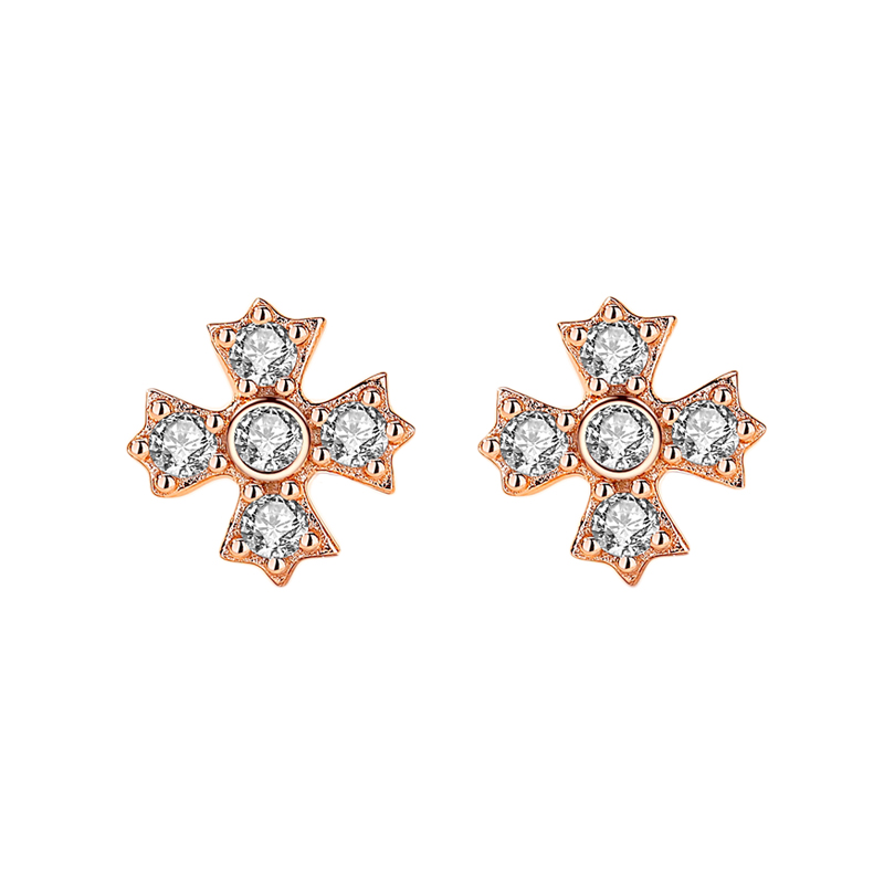 Fashion Zircon CZ Wholesale Women's Jewelry Cross 925 Sterling Silver Stud Earrings