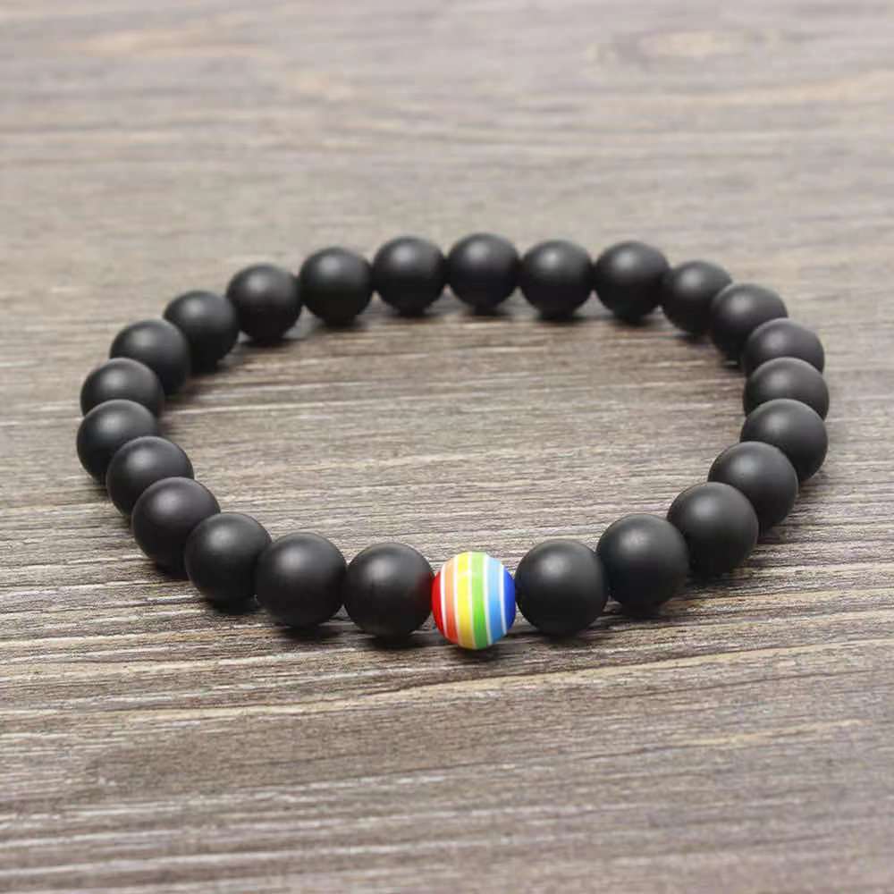 Custom 8mm Colorful Rainbow Charms Healing Stones Beaded Couples Wholesale Beads Bracelet(图3)