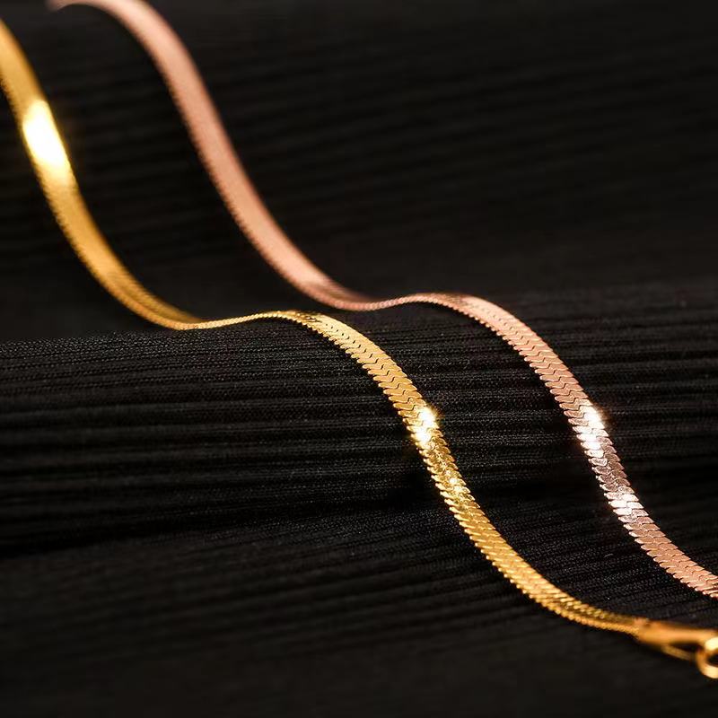 Women Minimalist Vintage Adjustable Foot Jewelry 18K Gold Plated Snake Bone Chain Anklet(图4)