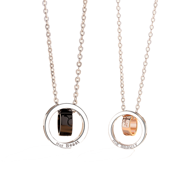 Personalized  925 Sterling Silver Rhodium Plated Jewelry Women Men Double Circle Pendant (图6)