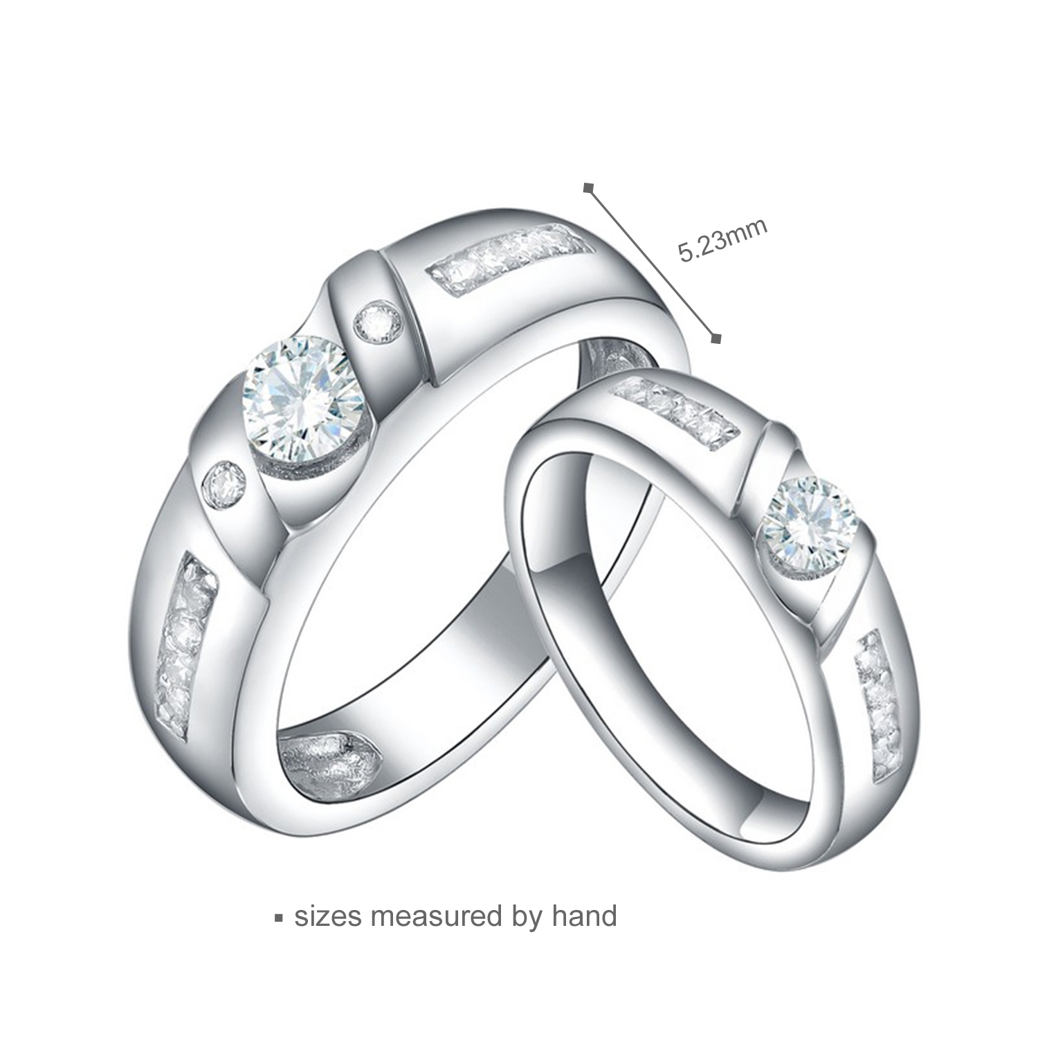 Vendor Rings Classic Cubic Zirconia 925 Sterling Silver Engagement Wedding Couple Ring(图6)
