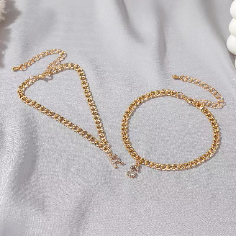  18K Gold Plated Women Custom Letter Personalized Name Jewelry Cuban Chain Anklet(图2)