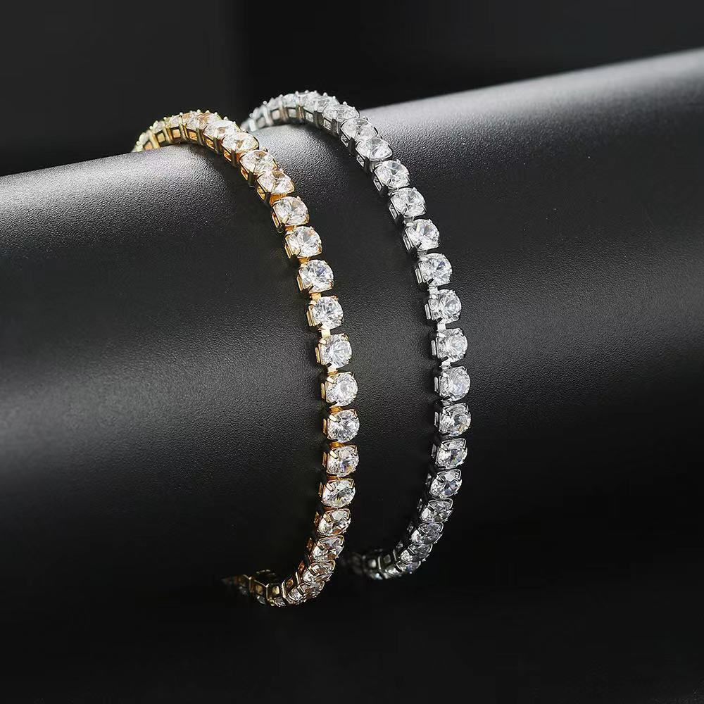 High Quality 3pcs CZ Women Jewelry 18K Gold Plated Luxury Tennis Chain Cubic Zirconia Anklet(图3)