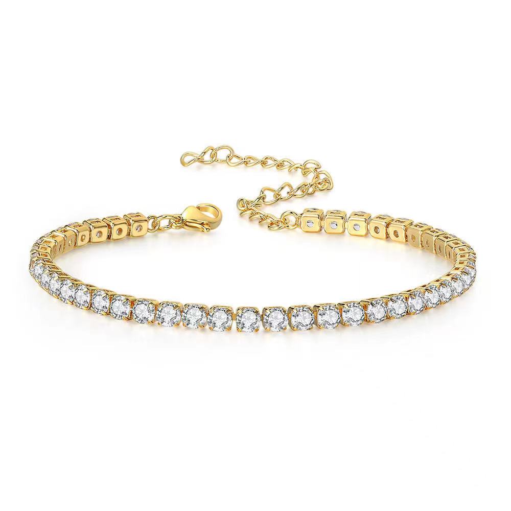 High Quality 3pcs CZ Women Jewelry 18K Gold Plated Luxury Tennis Chain Cubic Zirconia Anklet(图2)