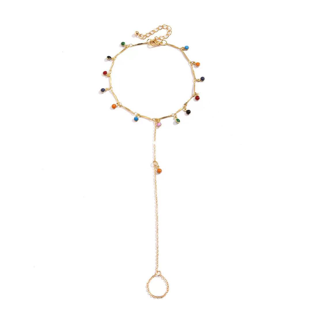 Manufacturer Designe Fashion MultiLayer Crystal Beach Dangling Beads Chain Charm 18k Gold Plated Wom(图2)