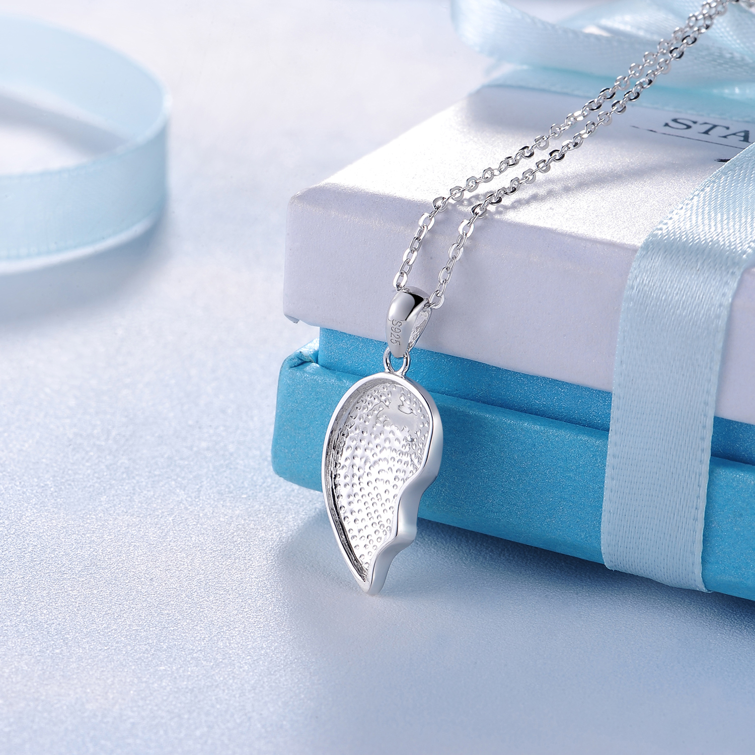 Customized Name Engraved Friendship jewelry 925 Sterling Silver Couple Broken Heart Pendant Necklace(图8)